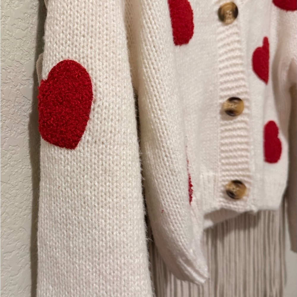 Luna Ivy Anthropologie Valentine’s Day Heart Cropped Knit Cardigan XS Heart Soft - Picture 3 of 3